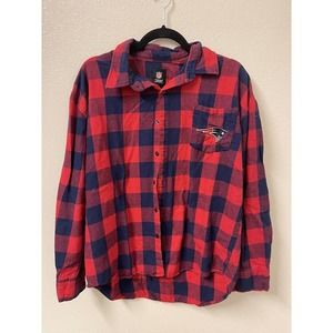 New England Patriots Flannel Shirt Womens M Button Down NFL Embroidered​​